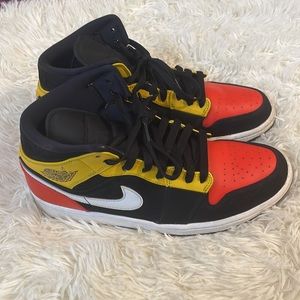 Jordan ones yellow, orange, white, and black